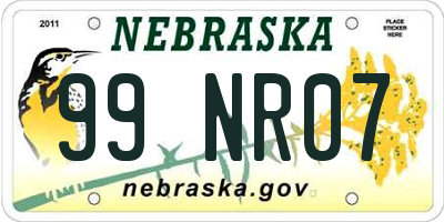 NE license plate 99NR07