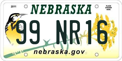 NE license plate 99NR16