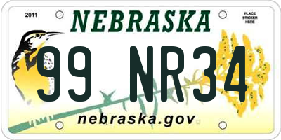 NE license plate 99NR34