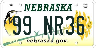 NE license plate 99NR36