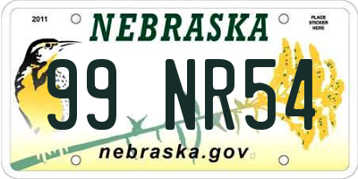 NE license plate 99NR54