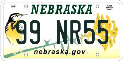 NE license plate 99NR55