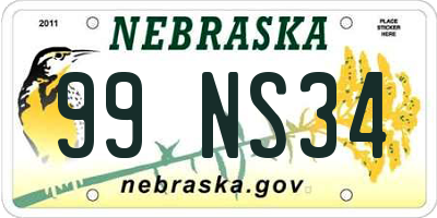 NE license plate 99NS34