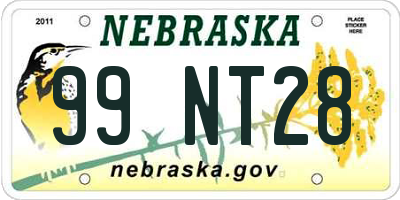NE license plate 99NT28