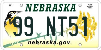 NE license plate 99NT51
