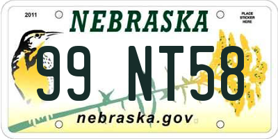 NE license plate 99NT58