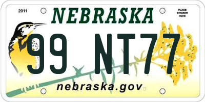 NE license plate 99NT77