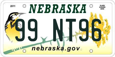 NE license plate 99NT96
