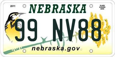 NE license plate 99NV88