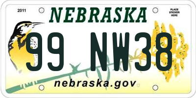 NE license plate 99NW38