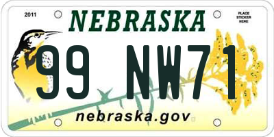 NE license plate 99NW71