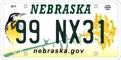 NE license plate 99NX31