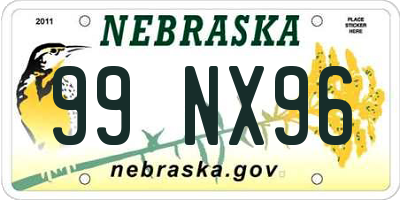NE license plate 99NX96