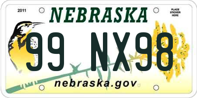 NE license plate 99NX98