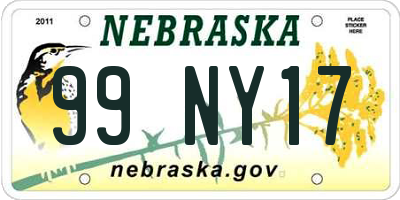 NE license plate 99NY17