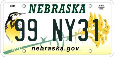 NE license plate 99NY31