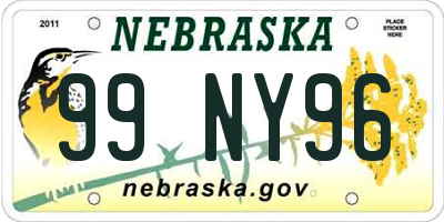 NE license plate 99NY96