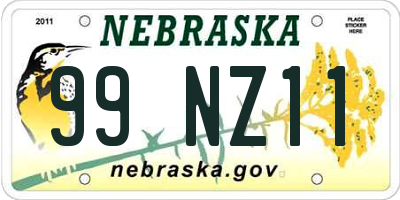 NE license plate 99NZ11