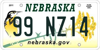 NE license plate 99NZ14