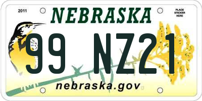 NE license plate 99NZ21