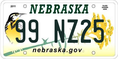 NE license plate 99NZ25