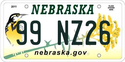 NE license plate 99NZ26