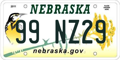 NE license plate 99NZ29