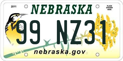 NE license plate 99NZ31