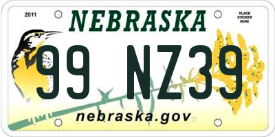 NE license plate 99NZ39