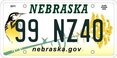 NE license plate 99NZ40