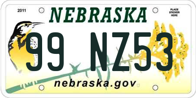 NE license plate 99NZ53