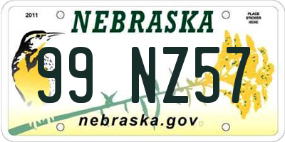 NE license plate 99NZ57