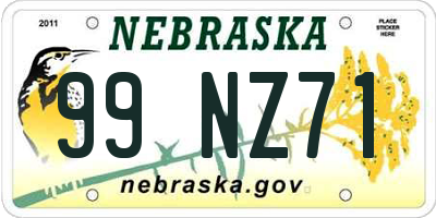 NE license plate 99NZ71