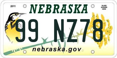 NE license plate 99NZ78