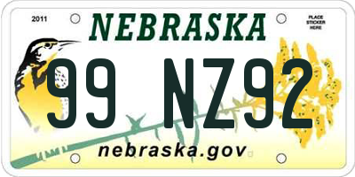 NE license plate 99NZ92