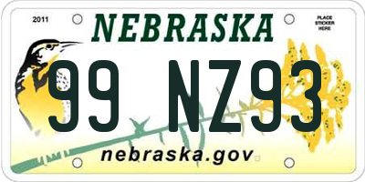 NE license plate 99NZ93