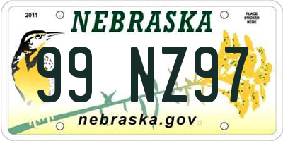 NE license plate 99NZ97