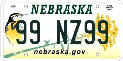 NE license plate 99NZ99