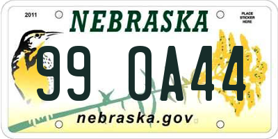 NE license plate 99OA44