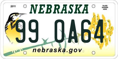 NE license plate 99OA64