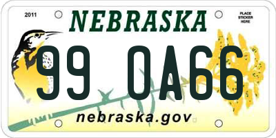 NE license plate 99OA66