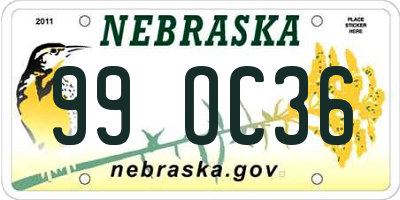 NE license plate 99OC36