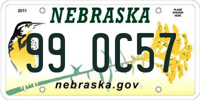 NE license plate 99OC57