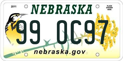 NE license plate 99OC97