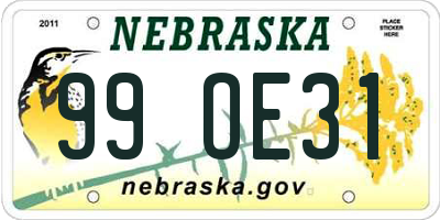 NE license plate 99OE31