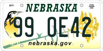 NE license plate 99OE42