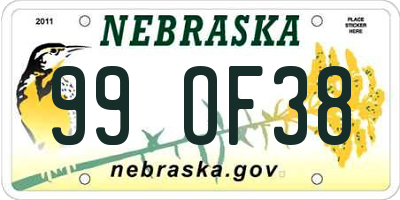 NE license plate 99OF38