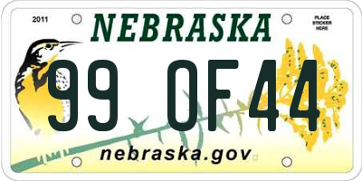 NE license plate 99OF44