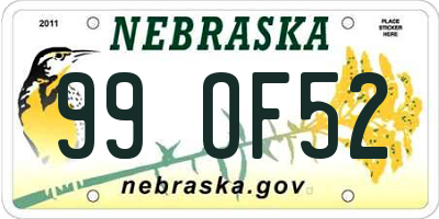 NE license plate 99OF52