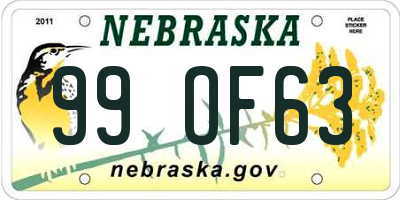 NE license plate 99OF63